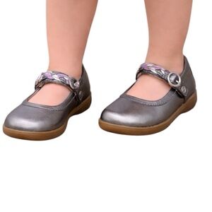 Stride Rite Mary Janes Girls 5.5 – Brielle Pewter Dress Shoes Comfort Strap